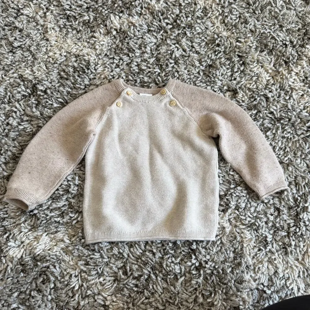 H&M Cotton Sweater Set Outfit 9 months 6-9 Oatmeal Beige Baby Boy Gender Neutral